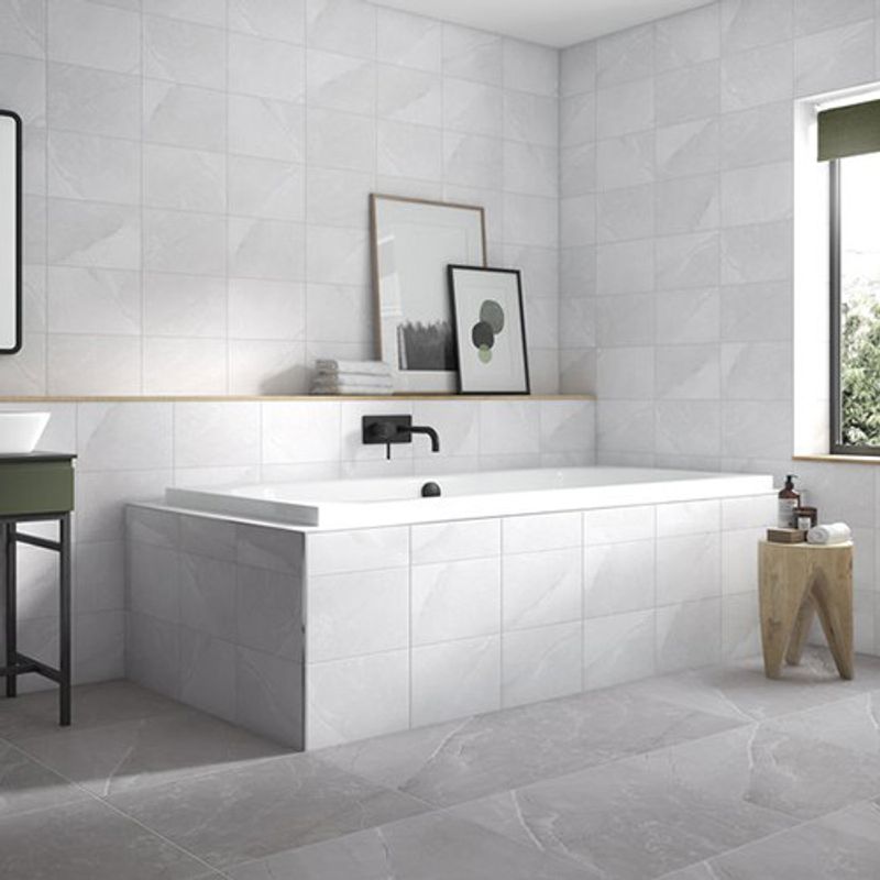 Tiled bathtub in a luxury bathroom