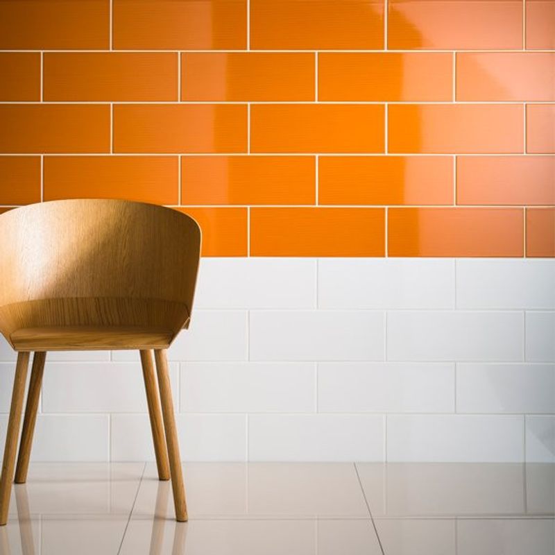 Johnson polished wall tiles in orange and white
