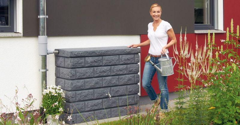 Garantia Rocky Garden Wall Rainwater Collector Storage Tank 400L Water Butt - Dark Granite
