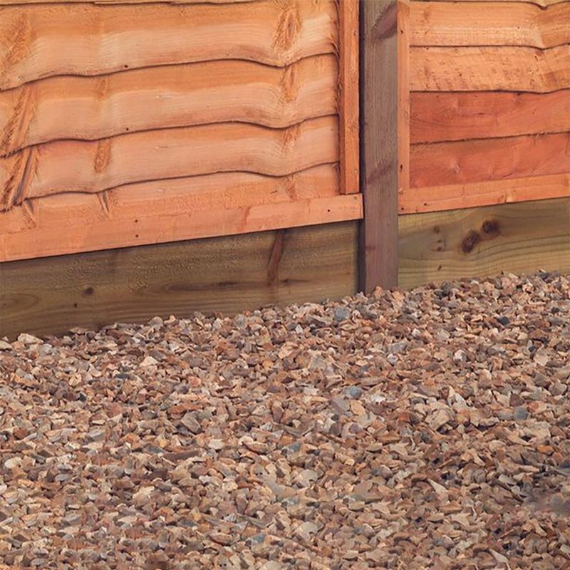 Close-up of a garden fence with gravel board