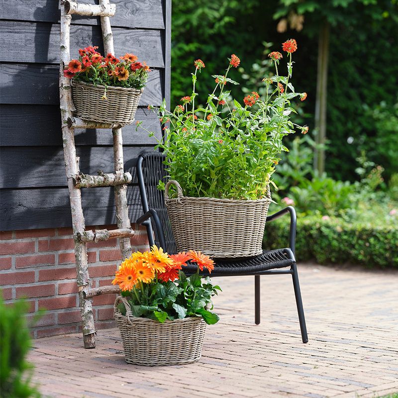 Natural Outdoor Polyrattan Lined Basket